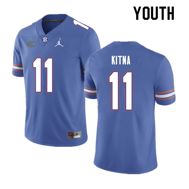 NCAA Florida Gators Jalen Kitna Youth #11 Nike Royal Stitched Authentic College Football Jersey RKG8864PF